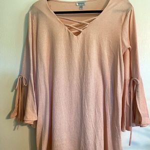 Avenue Light Pink Flutter Sleeve Tunic, Size 14/16